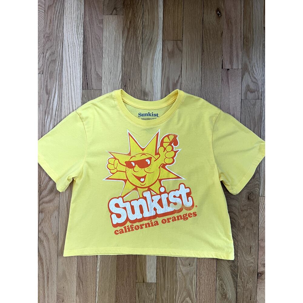 Sunkist California Orange Yellow Graphic Retro Boxy Cropped T-shirt (size S)